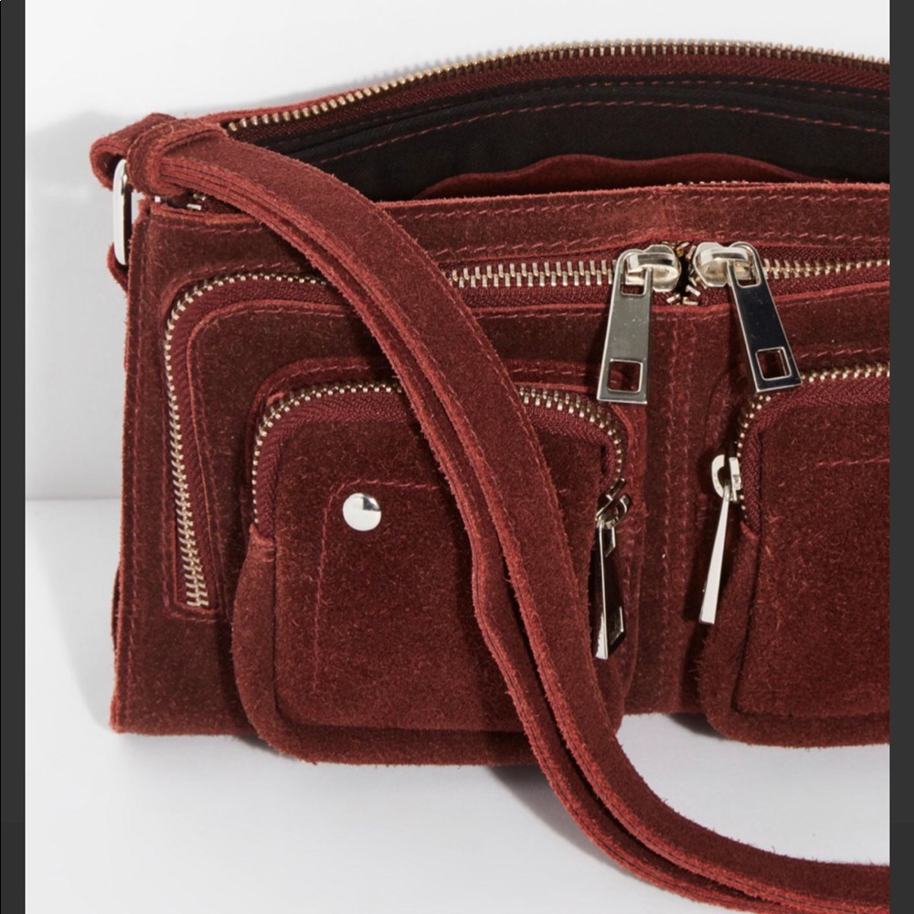New Free People Nunoo Burgundy Suede Stine Bag